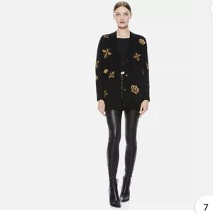 ALICE + OLIVIA BRADFORD BEE CROWN BLACK GOLD CARDIGAN